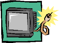drawing of TV with cable coming out from the back - cable is oversized for emphasis and highlighted with bright colors